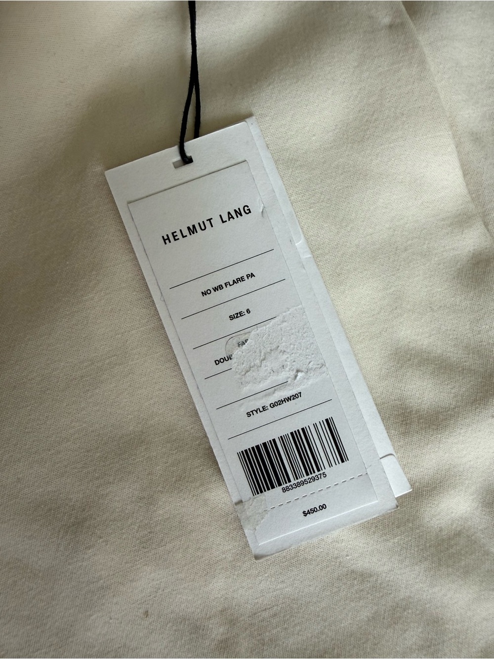 Helmut Lang Cream Wide-Leg High-Rise Trousers - Picture 3 of 5